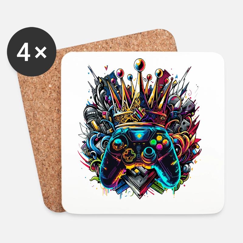 Königlicher Graffiti Gaming Controller - Untersetzer (4er-Set) - Weiß