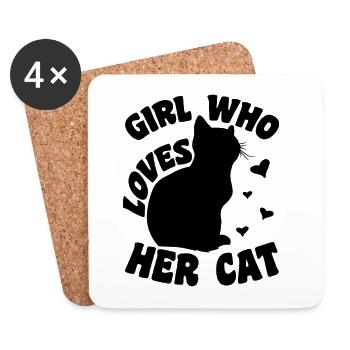 Amoureux des chats - Dessous de verre (lot de 4) - blanc - Devant