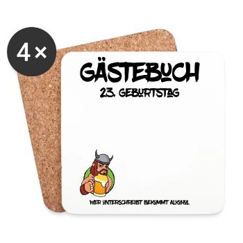 23. Geburtstag | Gästebuch Design - Untersetzer (4er-Set) - Weiß - Vorne