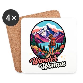 Wander Woman Wandern Wanderwoman Berge Natur Retro - Untersetzer (4er-Set) - Weiß - Vorne