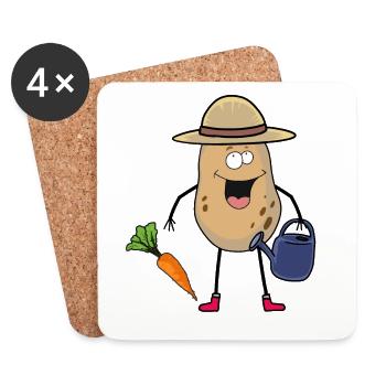 Potato Gardener Watering Can Hobby Gardener Turnip - Coasters (set of 4) - white - Front