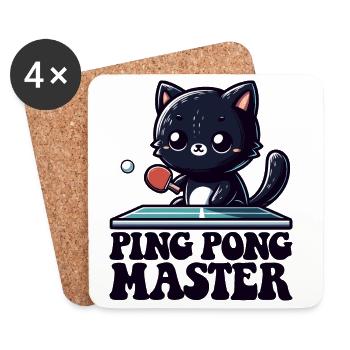 Ping Pong Master Katze Black Cat Dad Outfit - Coasters (set of 4) - white - Front