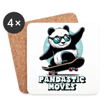 Panda cool avec des lunettes de soleil sur skateboard - Dessous de verre (lot de 4) - blanc - Devant
