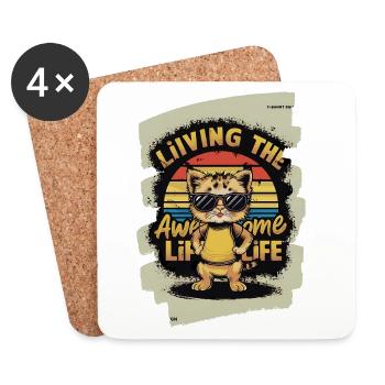 Koala avec lunettes de soleil et texte lifestyle - Dessous de verre (lot de 4) - blanc - Devant