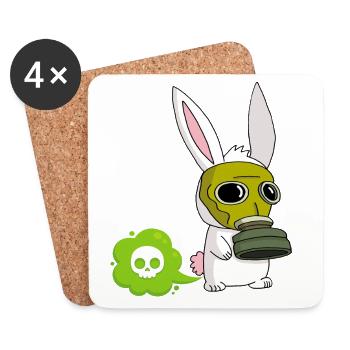 Cute Bunny Farting - Coasters (set of 4) - white - Front