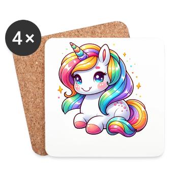Dabbing Licorne Les fans tamponnent les licornes - Dessous de verre (lot de 4) - blanc - Devant