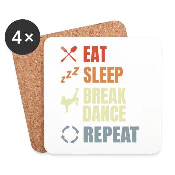 Eat Sleep Break Dance Repeat - Coasters (set of 4) - white - Front