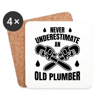 Plumber Grandpa - Coasters (set of 4) - white - Front