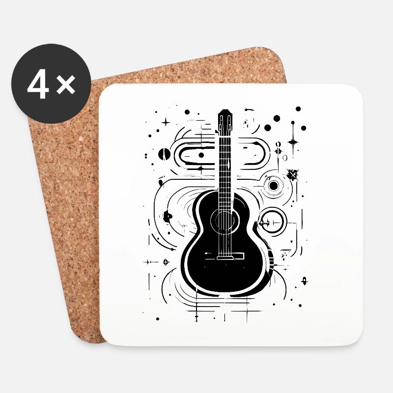 Gitarre Skizze - Untersetzer (4er-Set) - Weiß