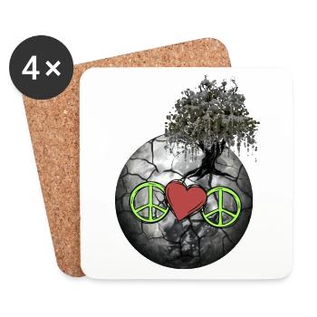 Planet Peace Herz Natur Naturschutz Erde Klima - Untersetzer (4er-Set) - Weiß - Vorne