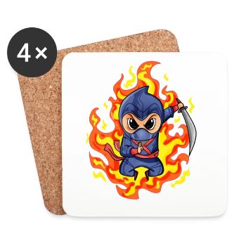 Ninja Motif Fire Red - Coasters (set of 4) - white - Front