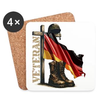 Gedenkflagge und Stiefel Veteranentag Veteran - Untersetzer (4er-Set) - Weiß - Vorne