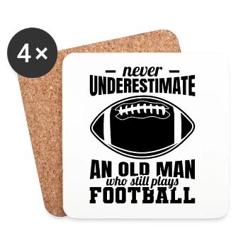 Grand-père de football américain - Dessous de verre (lot de 4) - blanc - Devant