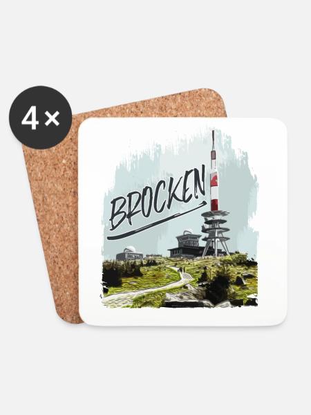 Brocken Sendeanlage und Brockenhaus - Untersetzer (4er-Set) - Weiß