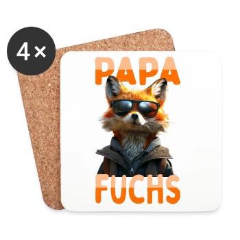 Dad Fox Daddy Dad Father Foxes Father's Day Fox - Coasters (set of 4) - white - Front