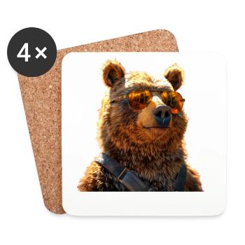 Ours brun, Grizzly, Bear Brothers, Papa, Ours sauvages - Dessous de verre (lot de 4) - blanc - Devant
