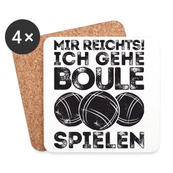 J’en ai assez! Je joue à la pétanque ! Bouler Pétanque - Dessous de verre (lot de 4) - blanc - Devant