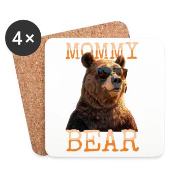 Mommy Bear Mom Bear Mother's Day Grizzly Bears - Coasters (set of 4) - white - Front