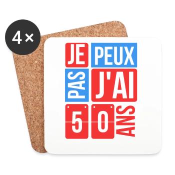 je peux pas j'ai 50 ans - Dessous de verre (lot de 4) - blanc - Devant