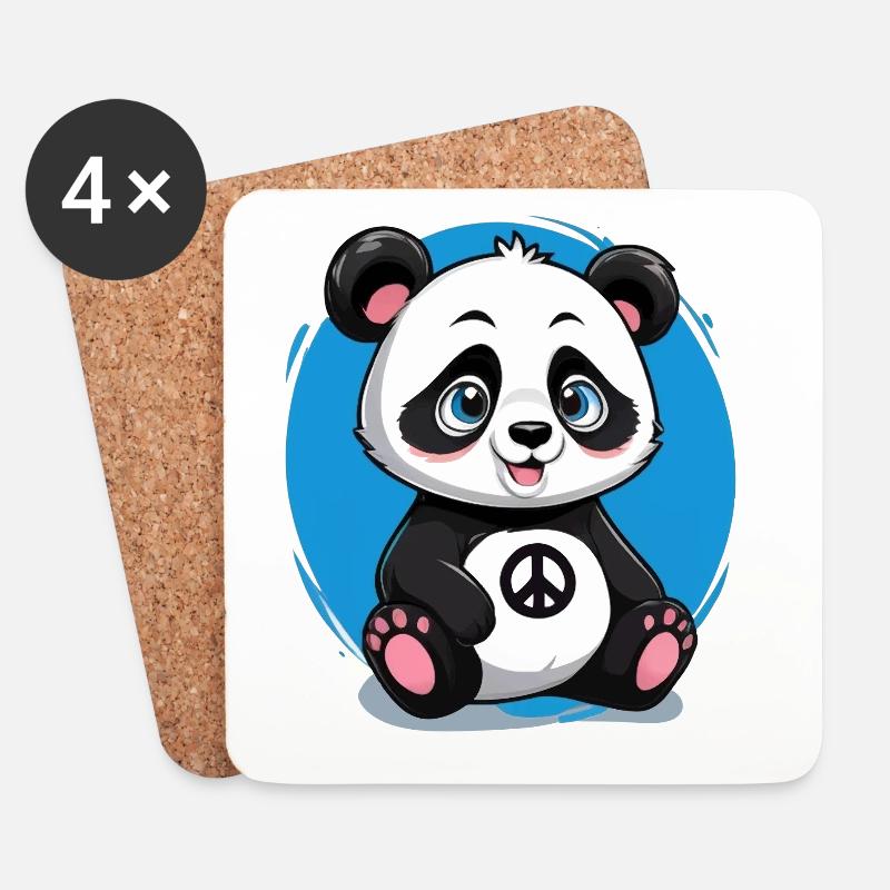 Süßer und Friedliebender Panda - Untersetzer (4er-Set) - Weiß