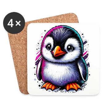 Pinguin - Untersetzer (4er-Set) - Weiß - Vorne