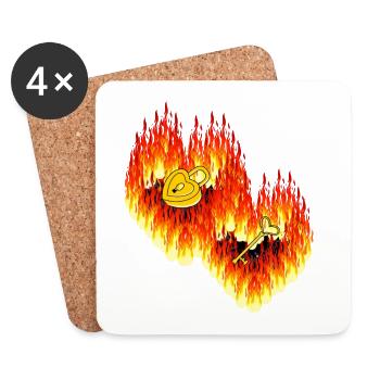Herzen Liebe Flammen Valentinstag Beziehung - Untersetzer (4er-Set) - Weiß - Vorne