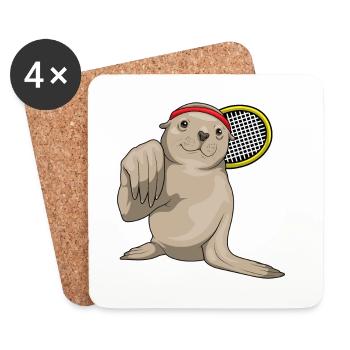 Seal Tennis Raquette de tennis - Dessous de verre (lot de 4) - blanc - Devant