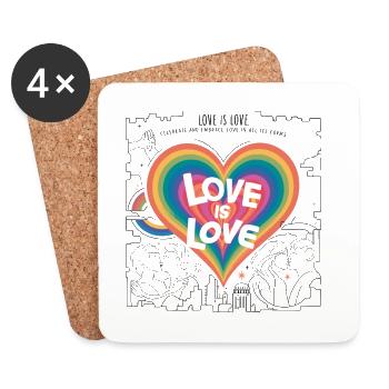 Love is Love – LGBTQIA+ Pride Heart Design - Coasters (set of 4) - white - Front