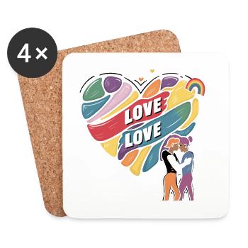 Love is Love – LGBTQIA+ Pride Herz Design - Untersetzer (4er-Set) - Weiß - Vorne