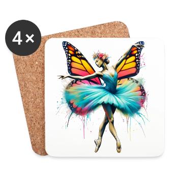 Ballerina with butterfly wings butterflies tutu - Coasters (set of 4) - white - Front