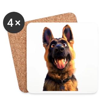Chien de berger allemand Amour Chien de berger allemand Chiens - Dessous de verre (lot de 4) - blanc - Devant