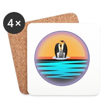 Penguins at Sunset Illustration - Coasters (set of 4) - white - Front