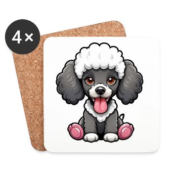 Sweet B&W Poodle - Untersetzer (4er-Set) - Weiß - Vorne