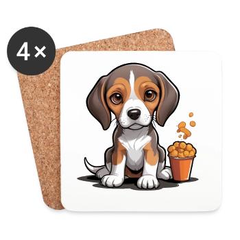 Beagle Snack Time - Coasters (set of 4) - white - Front