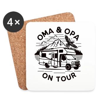Oma und Opa on Tour Wohnmobil - Untersetzer (4er-Set) - Weiß - Vorne