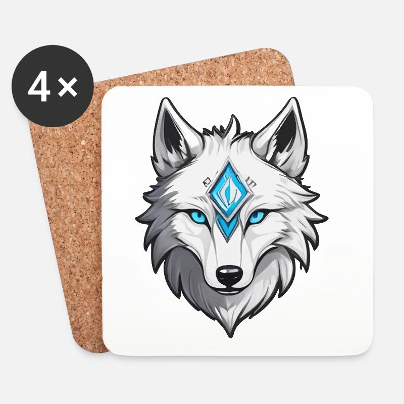 Weißer Wolf - Untersetzer (4er-Set) - Weiß