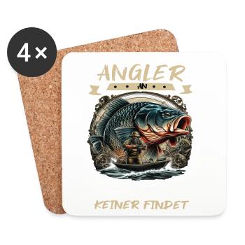 Leg dich niemals mit einem Angler an! - Untersetzer (4er-Set) - Weiß - Vorne
