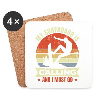My surfboard is calling and I have to go - Coasters (set of 4) - white - Front
