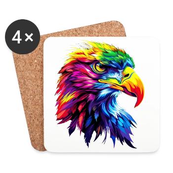 Adler Pop Art Bunte Farben Steinadler Seeadler - Untersetzer (4er-Set) - Weiß - Vorne