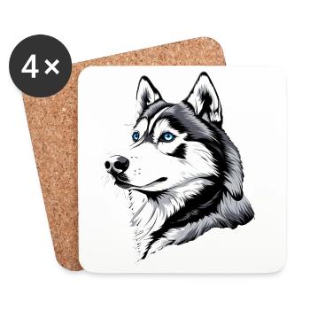 Husky Hunde Liebhaber Hund Liebe Siberian Huskys - Untersetzer (4er-Set) - Weiß - Vorne