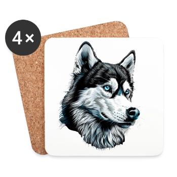 Husky Hunde Liebhaber Hund Liebe Siberian Huskys - Untersetzer (4er-Set) - Weiß - Vorne