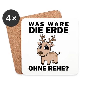 Reh Spruch Sprüche - Untersetzer (4er-Set) - Weiß - Vorne