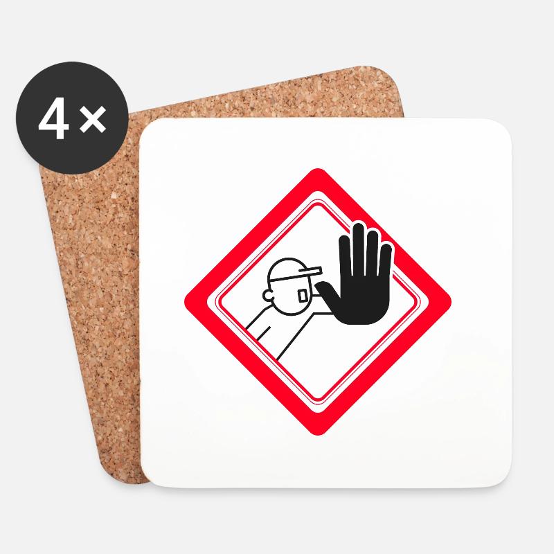 Unauthorized access prohibited Prohibition signs - Coasters (set of 4) - white