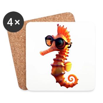 Seahorse Aquarist Angler Cute Seahorse - Coasters (set of 4) - white - Front