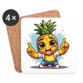 Ananas de bonne humeur - Dessous de verre (lot de 4) - blanc - Devant