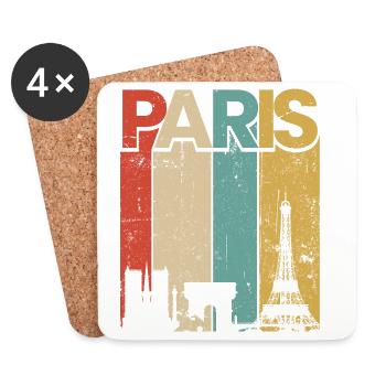 Paris Vintage Sunset Stripes - Dessous de verre (lot de 4) - blanc - Devant