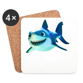 Requin Requin Requin Tigre Requin Requin Gris Grand Requin Blanc - Dessous de verre (lot de 4) - blanc - Devant