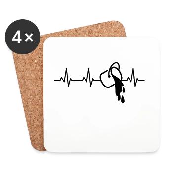 Battement de cœur du peintre - Dessous de verre (lot de 4) - blanc - Devant