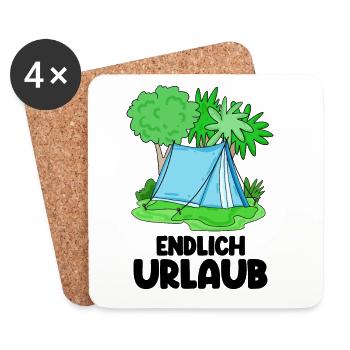 Zelt Urlaub Urlauber Zelten - Untersetzer (4er-Set) - Weiß - Vorne