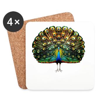 Peacock Blue Peacock Peacock Wheel Peacock Wheel Peacock Wheel - Coasters (set of 4) - white - Front